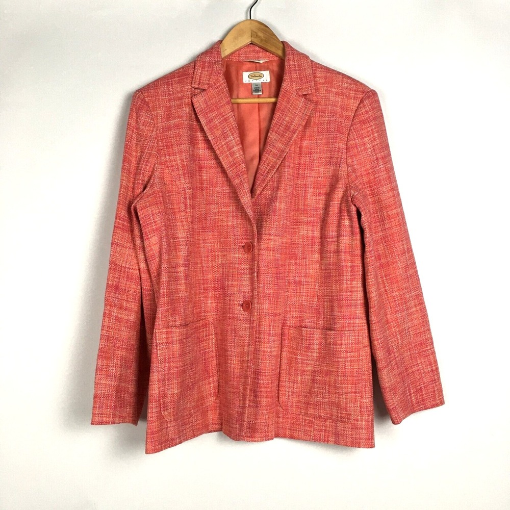 Vintage Talbots Pure Silk jacket Coral Blazer 2 Button‎ Pockets Women's Sz 14P